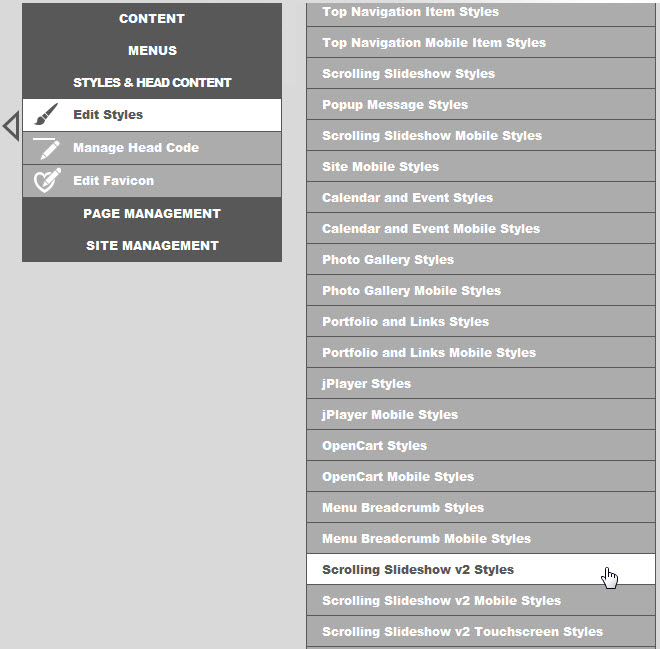 edit scrolling slideshow styles