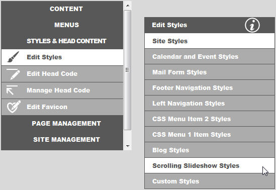 edit scrolling slideshow styles